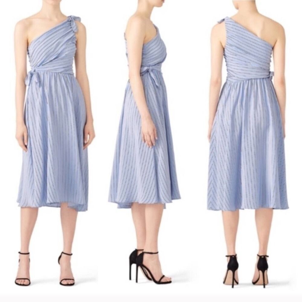 A.L.C Cabrera Dress Striped One Shoulder A-Line Size 10 Blue White Sleeveless